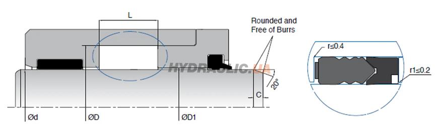 Ущільнення штока K34 43х30х20 PTFE+NBR Kastas