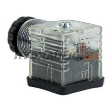 Разъём G1TU2RL3 220V AC с диодным мостом для гидрораспределителя, Италия