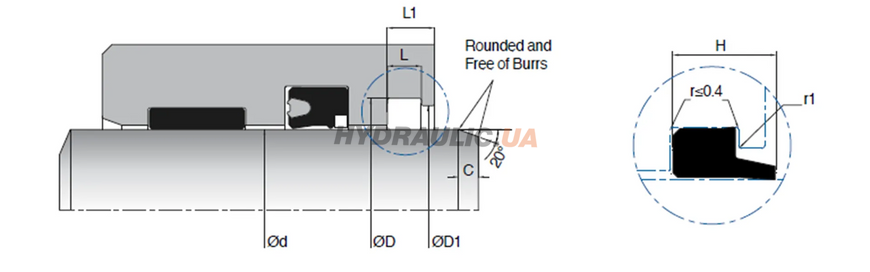 Грязесъемник штока K11 45х53х5/8 POM+PU Kastas