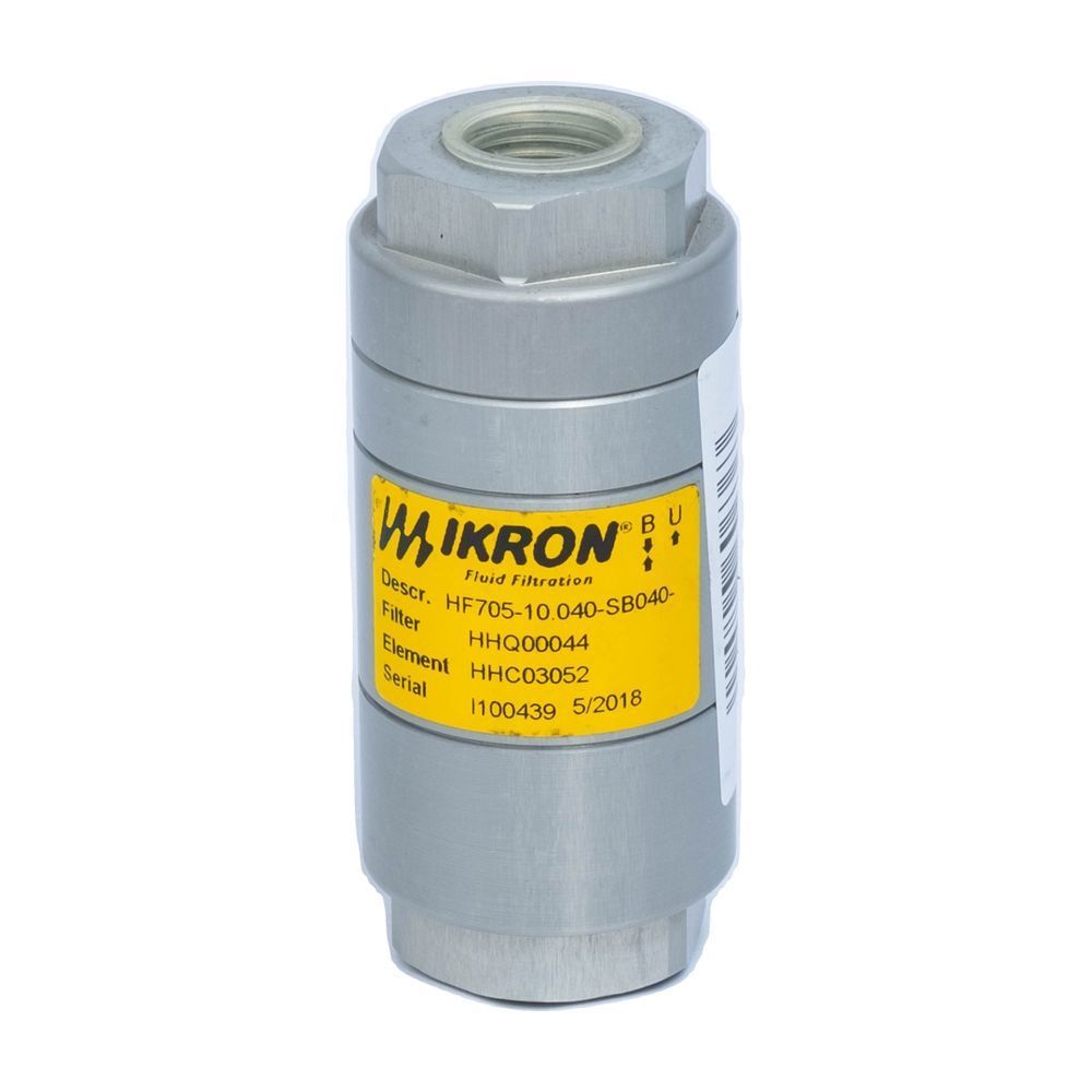 Фильтр напорный IN-LINE HF705-10.040-SB040-GD-B подкл. G 1/2", 40 л/мин, 40 мкм, 350 БАР, Бронза спеченная | Ikron Италия