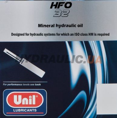 Гидравлическое масло со стабилизированными антиизносными присадками на базе цинка UNIL HFO 32, 20л.