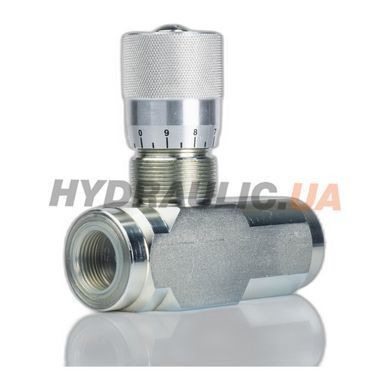 Дроссель масляный для гидравлики с обратным клапаном VRFU 90&deg; | 3/4" BSP, 80 л/мин, 0,5-280 Бар