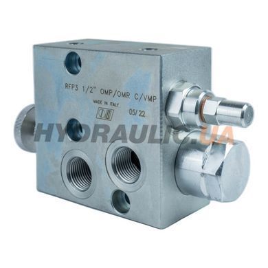 Регулятор расхода 3-ходовой приоритетный RFP3 1/2&Prime; OMP/OMR с VMP V1121, 80/60 л/мин, 350 бар | Oleodinamica Marchesini, Италия
