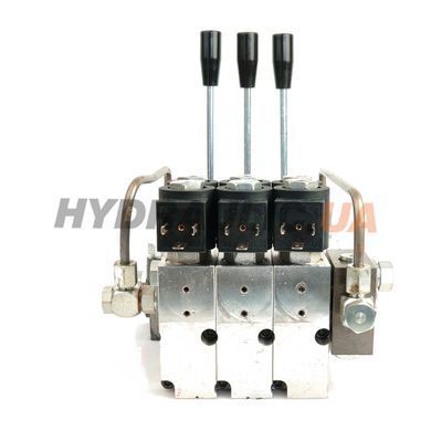 Гідророзподільник Badestnost P40 3-секційний, електродублювання 12 В &mdash; 3P40EHOR12V, 40 л/хв