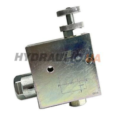 Регулятор витрати 3-ходовий пріоритетний RFP3 C/VU 1/2&Prime; V1120 зі зворотним клапаном, 80/60 л/хв, 350 бар | Oleodinamica Marchesini, Італія