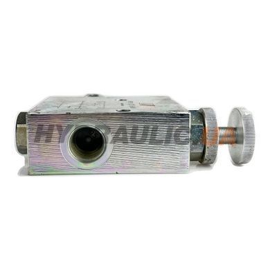 Регулятор витрати 3-ходовий пріоритетний RFP3 C/VU 1/2&Prime; V1120 зі зворотним клапаном, 80/60 л/хв, 350 бар | Oleodinamica Marchesini, Італія