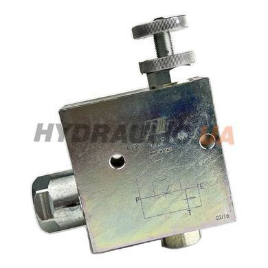 Регулятор витрати 3-ходовий пріоритетний RFP3 C/VU 1/2&Prime; V1120 зі зворотним клапаном, 80/60 л/хв, 350 бар | Oleodinamica Marchesini, Італія