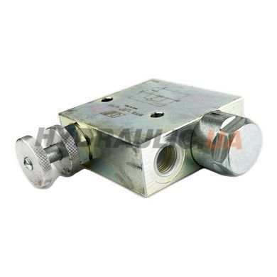 Регулятор витрати 3-ходовий пріоритетний RFP3 C/VU 1/2&Prime; V1120 зі зворотним клапаном, 80/60 л/хв, 350 бар | Oleodinamica Marchesini, Італія