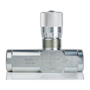 Дроссель масляный для гидравлики с обратным клапаном VRFU 90&deg; | 1" BSP, 110 л/мин, 0,5-250 Бар
