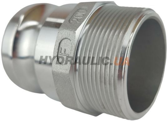 Камлок F200 (2&Prime;) &mdash; ниппель (папа) с наружной резьбой BSPT 2&Prime;, алюминий