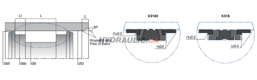 Ущільнення штока гідроциліндра K518 100х86х22,4 NBR Kastas, 100, 86, NBR, 86.00, 100.00