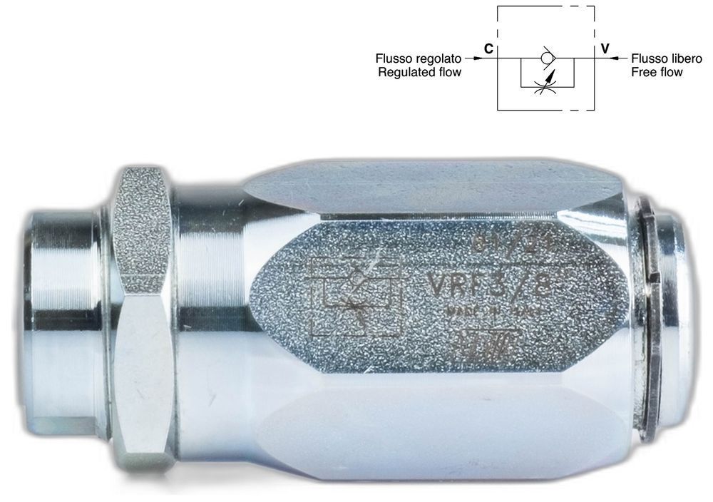 Дросель зі зворотним клапаном VRF G3/8&Prime; 45 л/хв 300 бар | Oleodinamica Marchesini, Італія