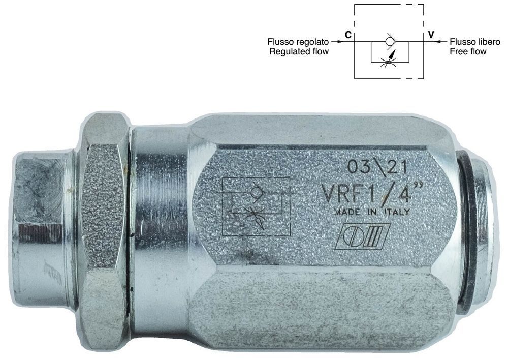 Дросель зі зворотним клапаном VRF G1/4&Prime; 20 л/хв 300 бар | Oleodinamica Marchesini, Італія