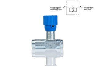 Дроссель масляный для гидравлики с обратным клапаном VRFU 90&deg; | 1/4" BSP, 15 л/мин, 0,5-350 Бар