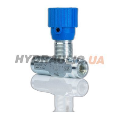 Дроссель масляный для гидравлики с обратным клапаном VRFU 90&deg; | 1/4" BSP, 15 л/мин, 0,5-350 Бар