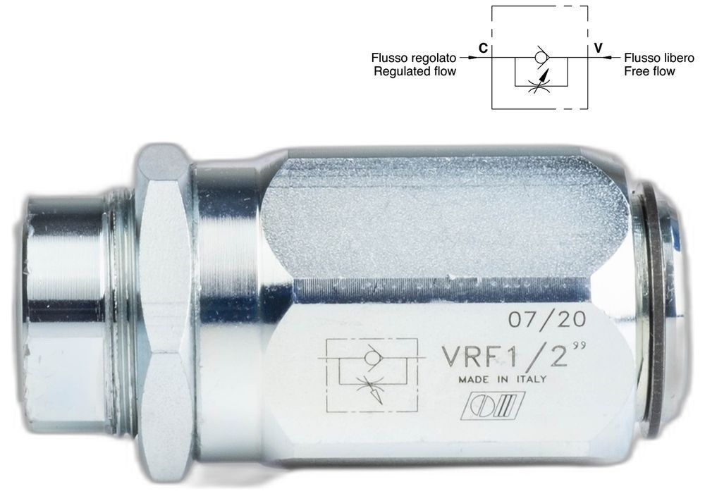 Дросель зі зворотним клапаном VRF G1/2&Prime; 70 л/хв 300 бар | Oleodinamica Marchesini, Італія