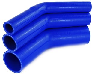 Патрубок силіконовий, кутовий 45°, синій DN 10 мм L=152 мм, стінка 3 мм, робочий тиск 0,7 МПа