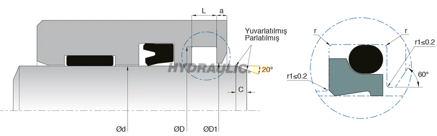 Брудознімач штока K708 45х51,8х5 PTFE+NBR+PA Kastas
