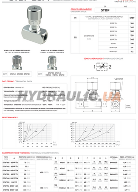 Дросель STBF G1&Prime; 110 л/хв 400 бар | OLEOWEB, Італія