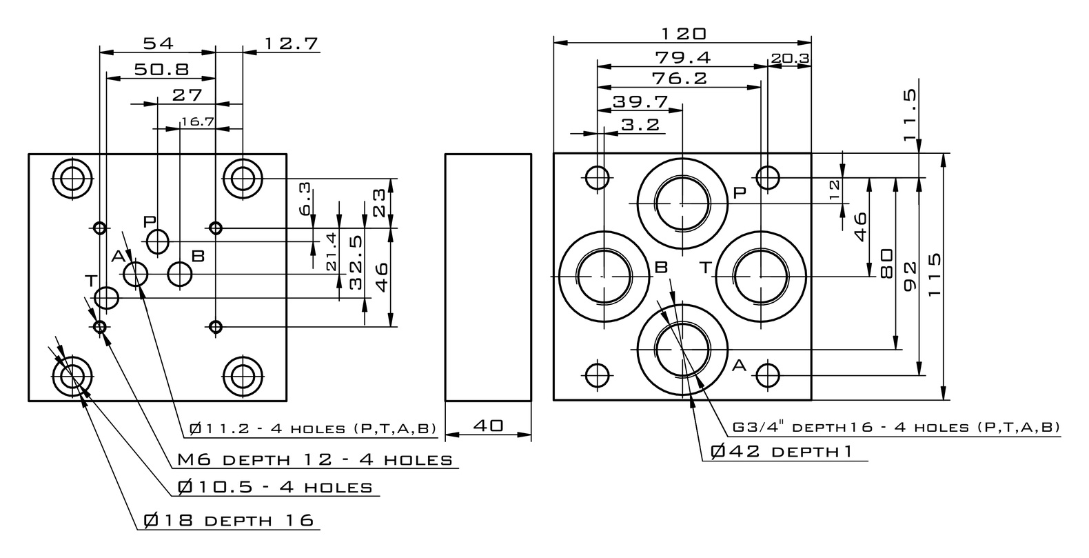 Габаритне креслення Oleodinamica Mozioni G534/01