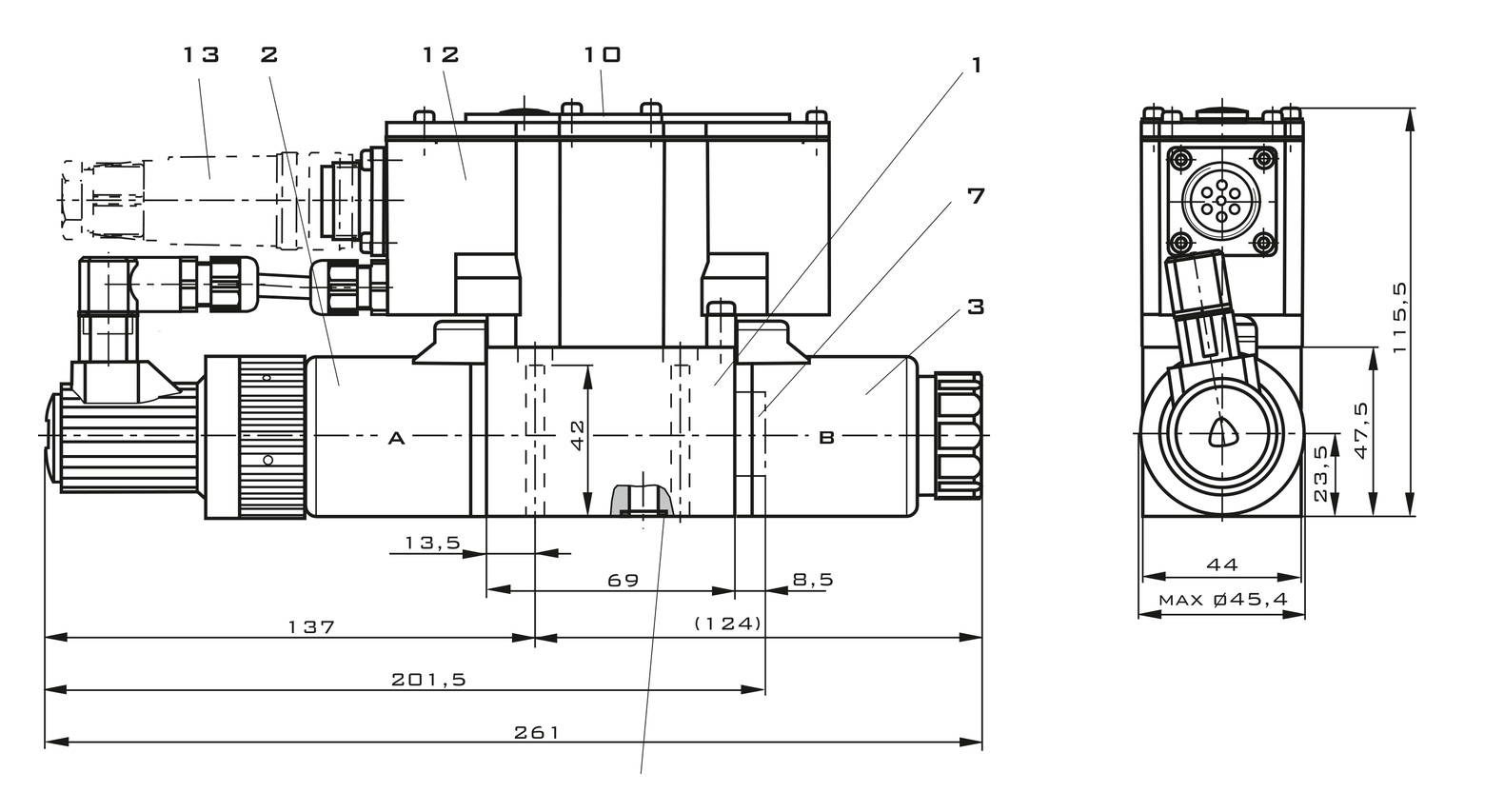 Габаритне креслення сервопропорційного розподільника 4WREE 6 E 32-2X/G24K31/F1