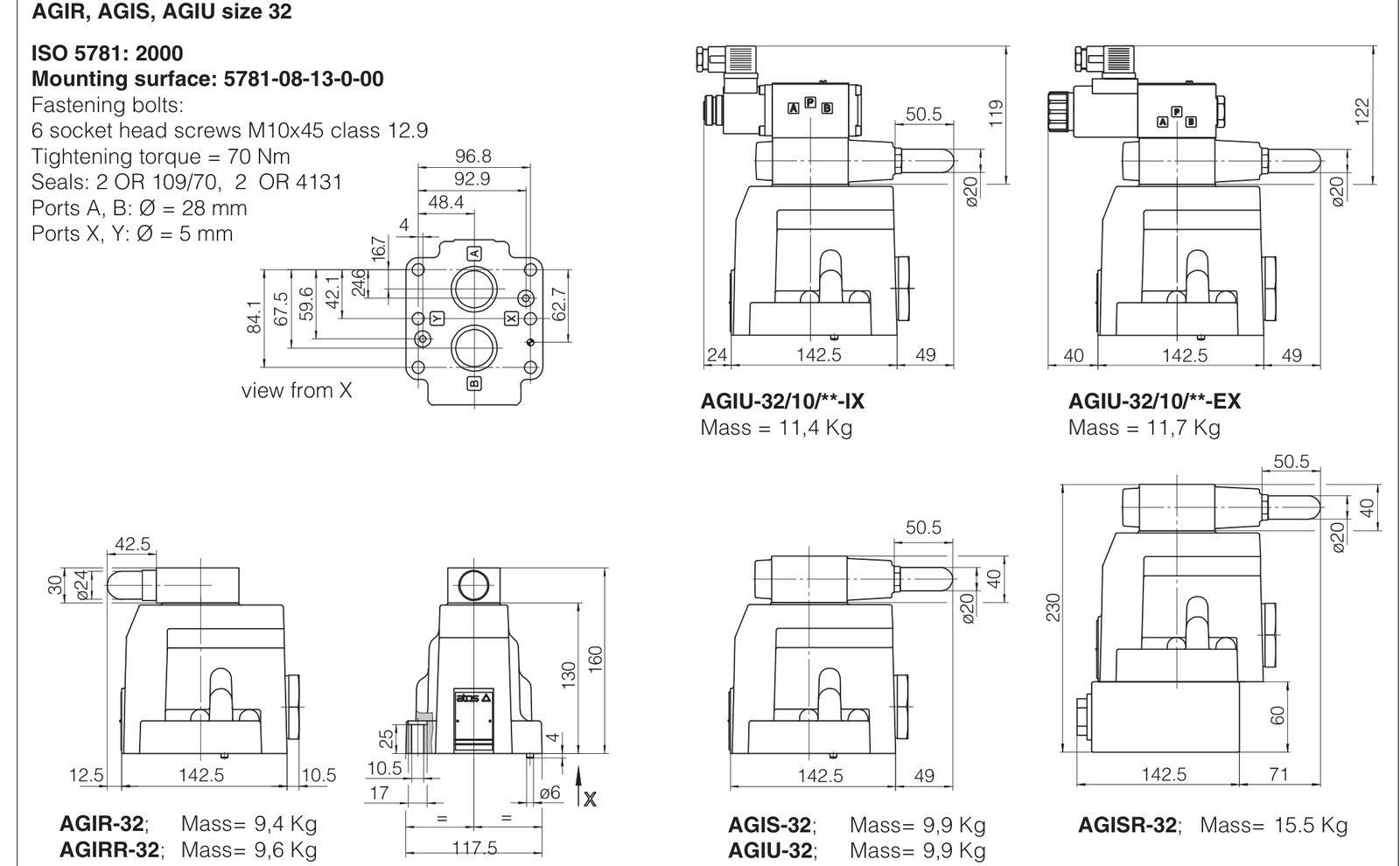 Габаритный чертёж ATOS AGIR / AGIRR-32