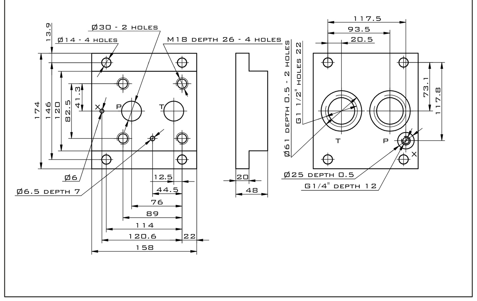 Габаритне креслення Oleodinamica Mozioni G411/01