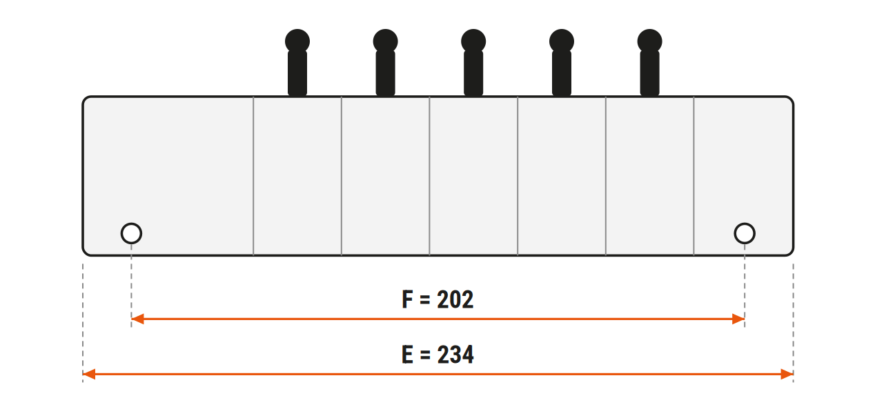 Габаритний ескіз 05P40-1A1A1A1A1A1-GKZ1: E = 234 мм, F = 202 мм
