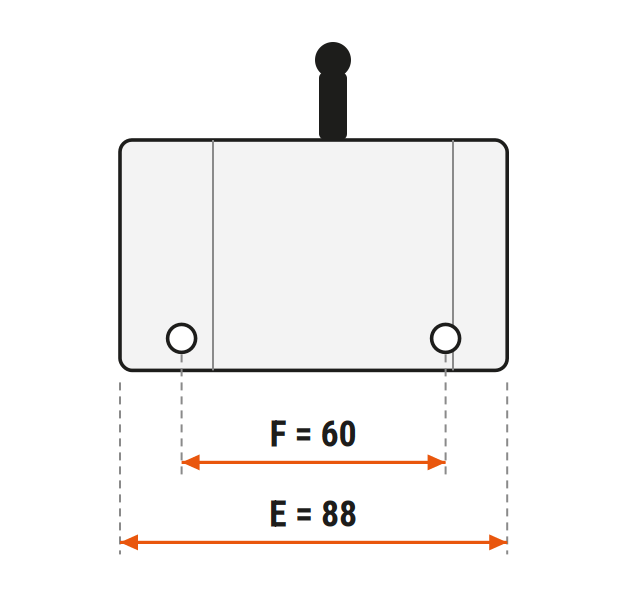 Габаритний ескіз Z50-A8-GKZ1: E = 88 мм, F = 60 мм