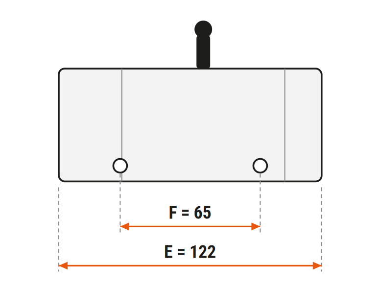 Габаритний ескіз Z80PT-A1-GKZ1: E = 122 мм, F = 65 мм