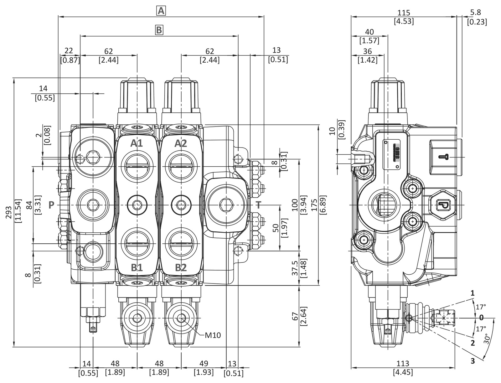 Габаритне креслення гідророзподільника GMS 150L GS
