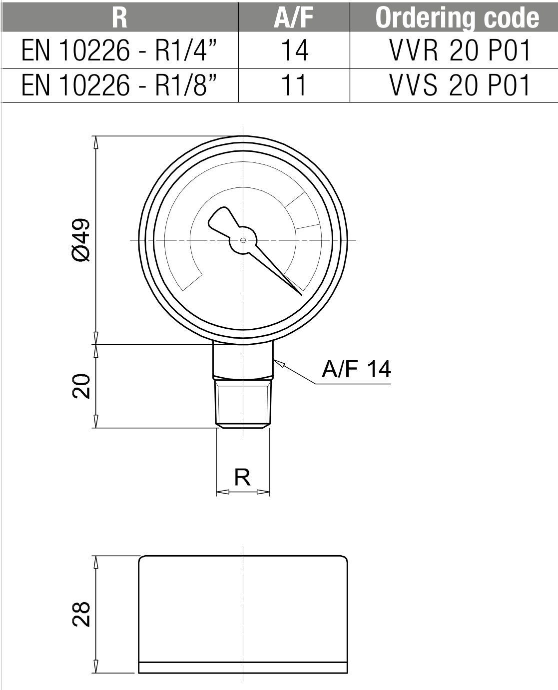Габаритне креслення MP Filtri VVS20P01