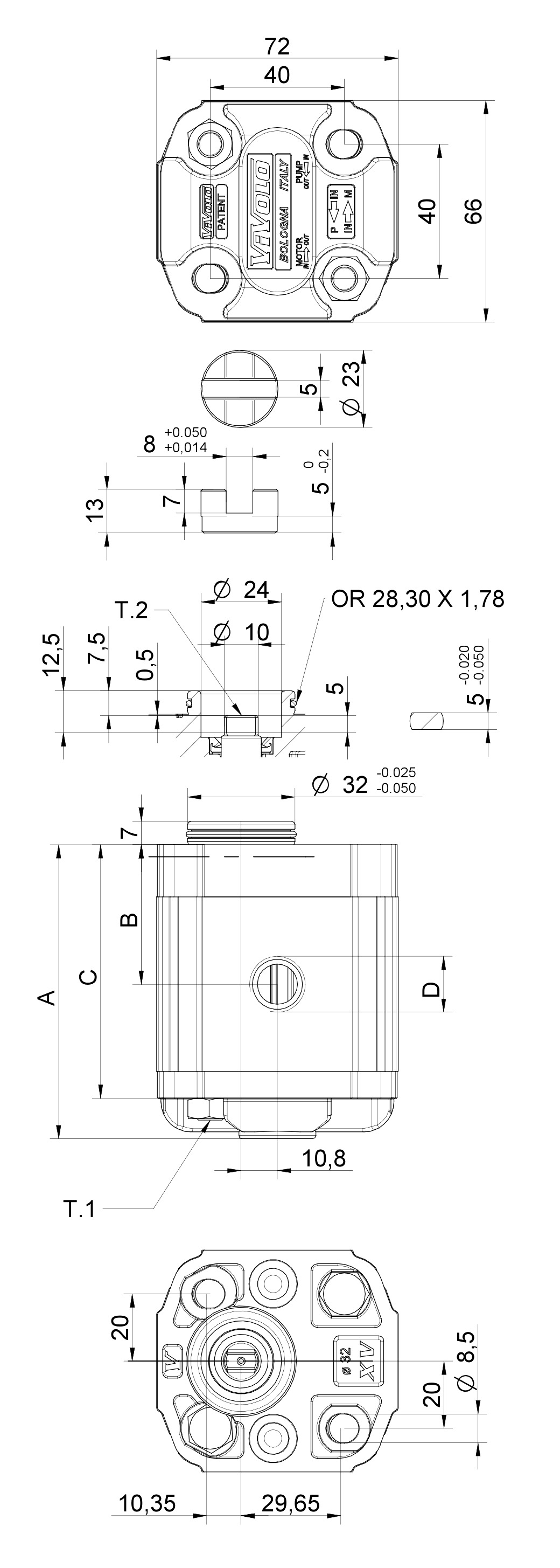 Габаритный чертёж Vivoil X1P3432CBBA