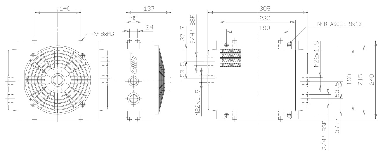 Габаритный чертёж OMT ST50