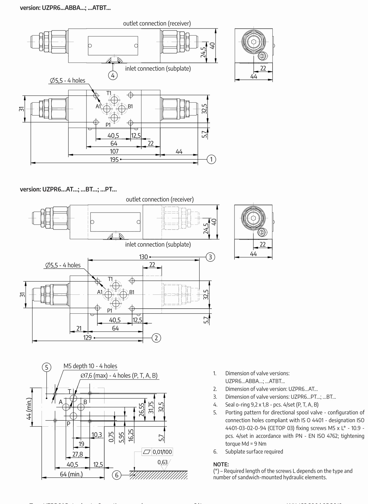 Габаритне креслення PONAR UZPR-6-42/50-2ATBT