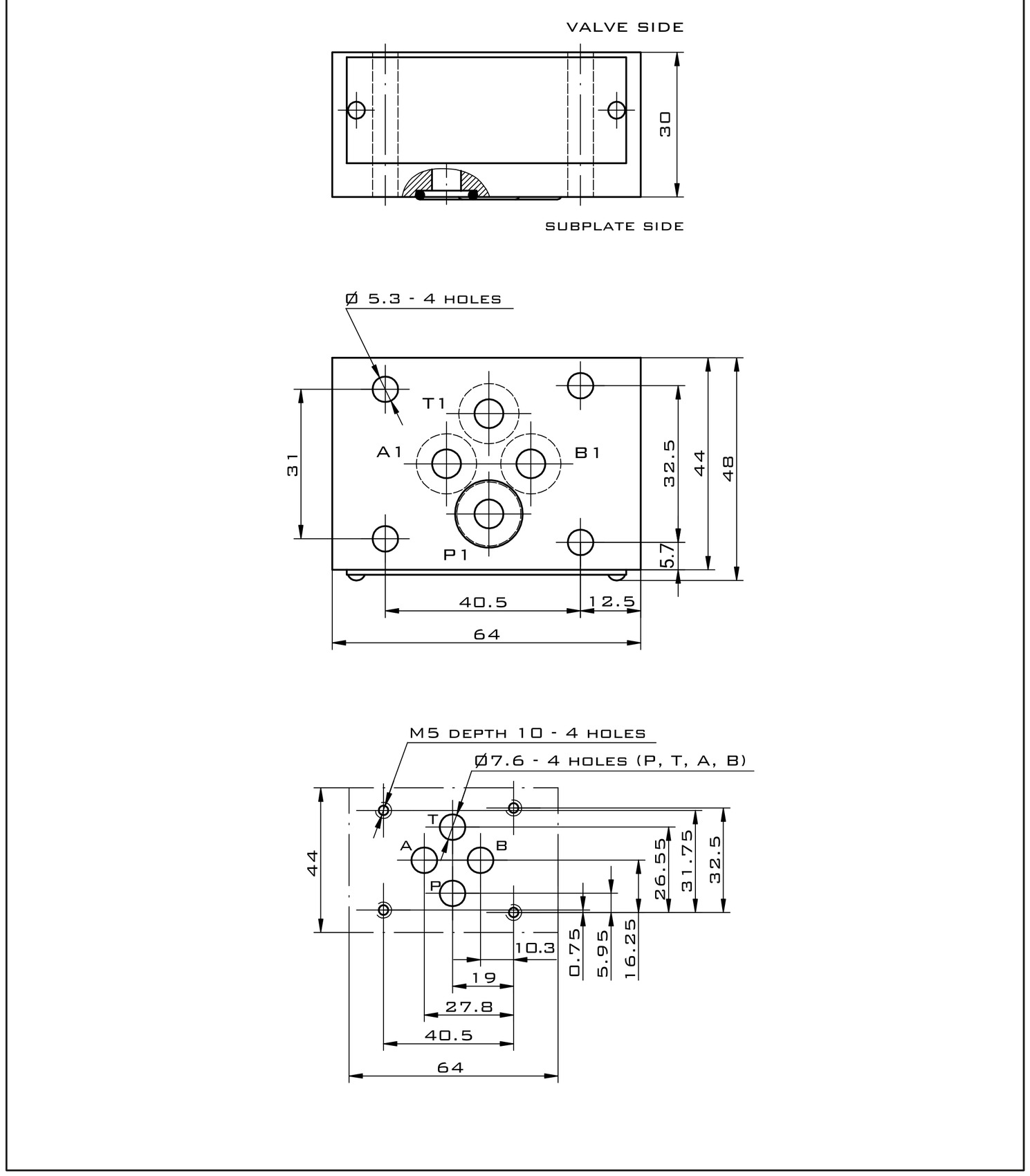 Габаритный чертёж Oleodinamica Mozioni Z1S6T130