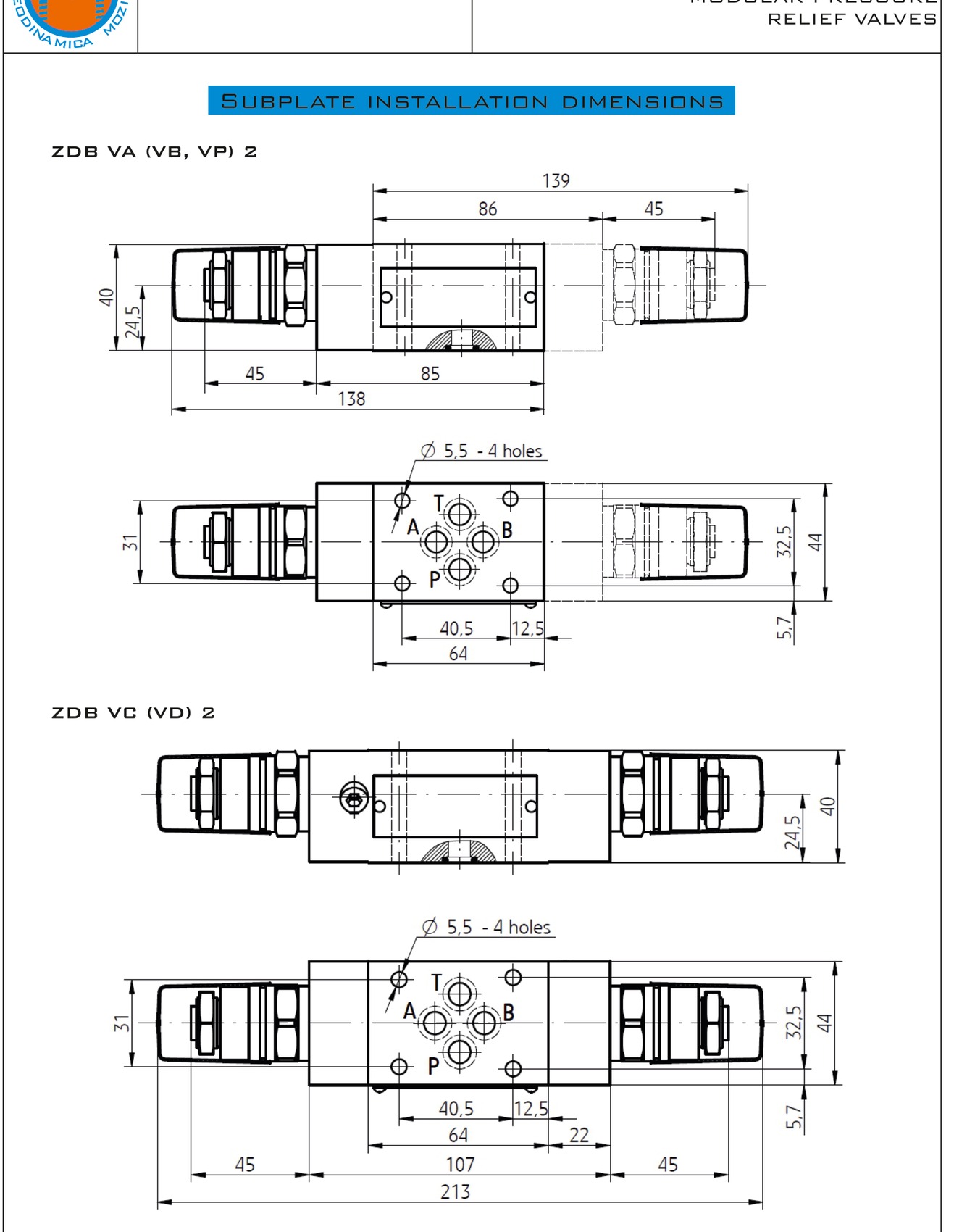 Габаритне креслення Oleodinamica Mozioni Z2DB6VD2-40-315
